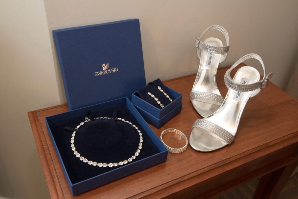 The wedding slippers and jewelry of Sarah