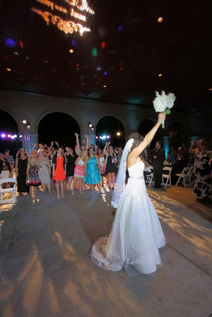Kiley about to throw her bouquet