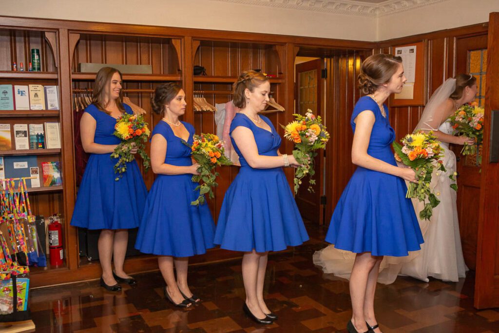 Sarah’s bridesmaids lined up