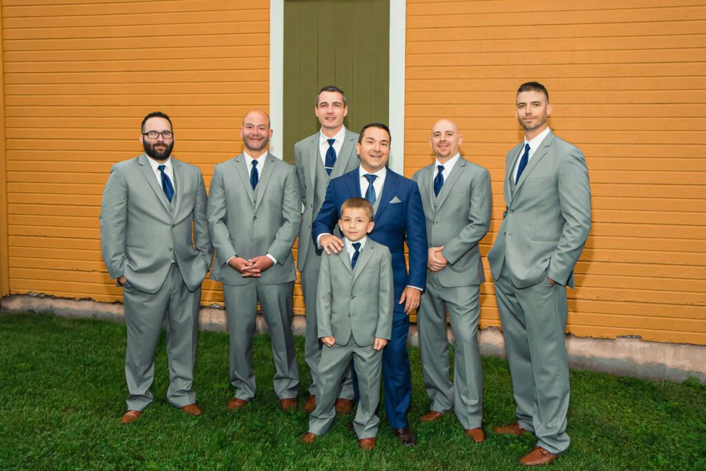 Zach lined up with his groomsmen
