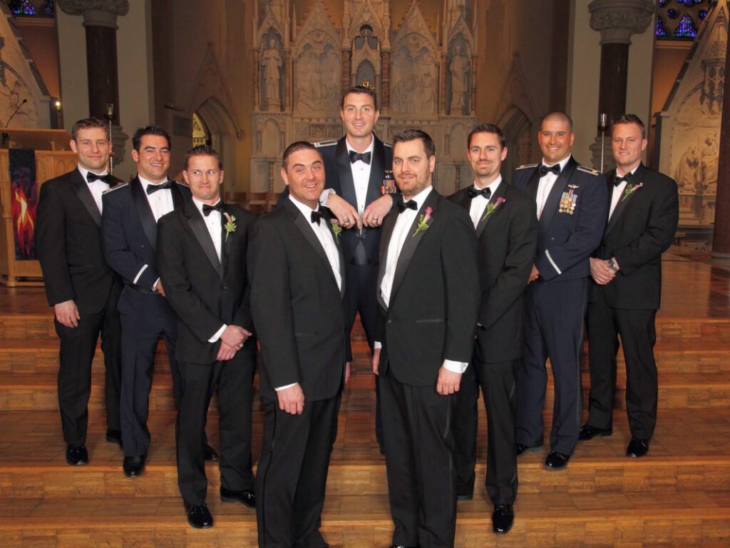 Ryan with his groomsmen near the altar