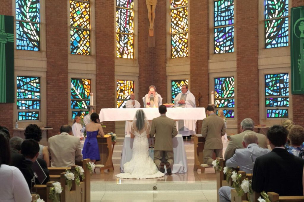 Alice and Joe at the altar