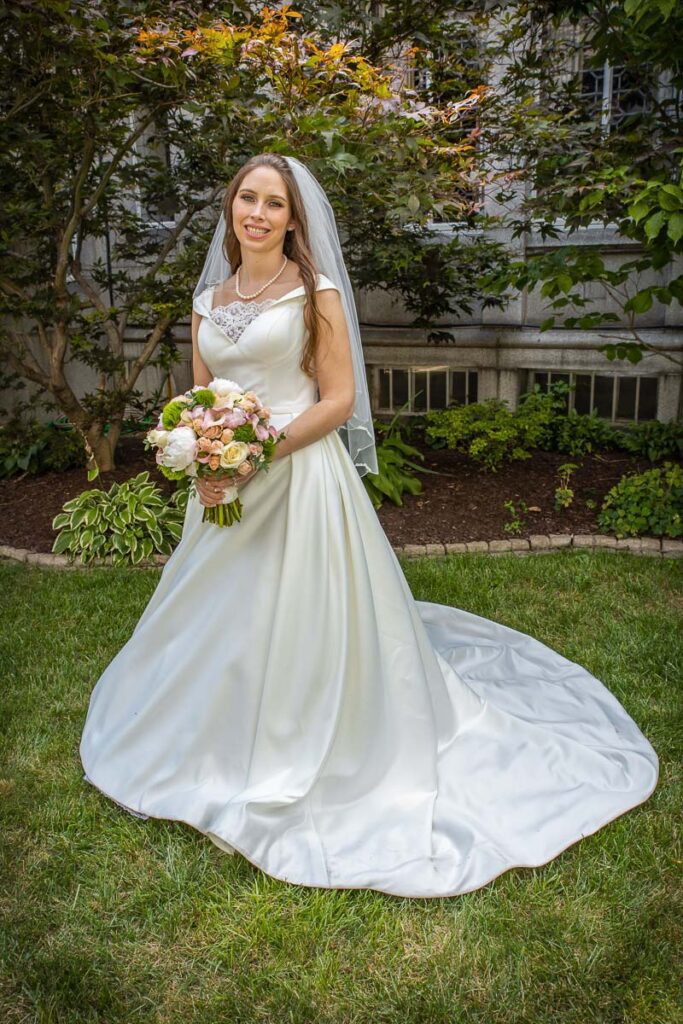 Amanda in her wedding dress