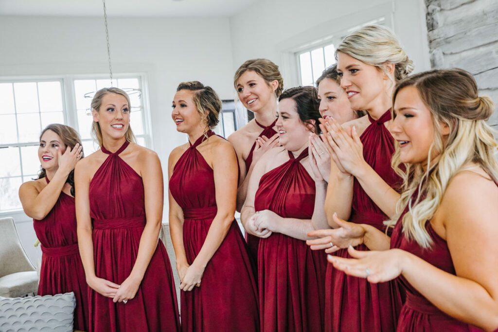 Kaylee’s bridesmaids admiring her