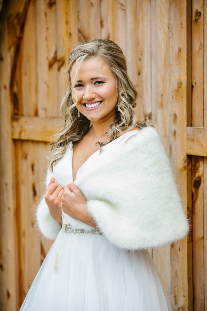 Kaylee smiling in her wedding dress