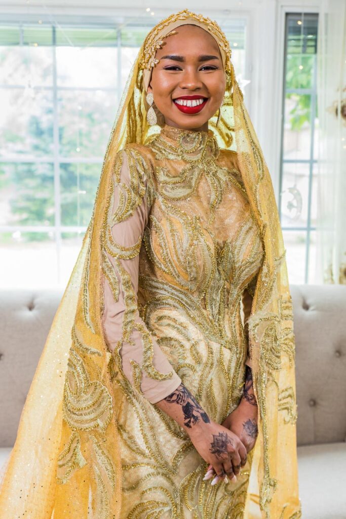 Samieh in her wedding dress