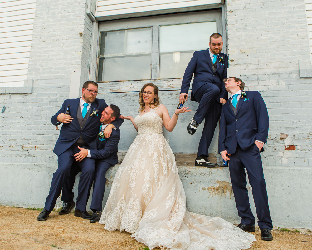 Lacey and Tim with the groomsmen