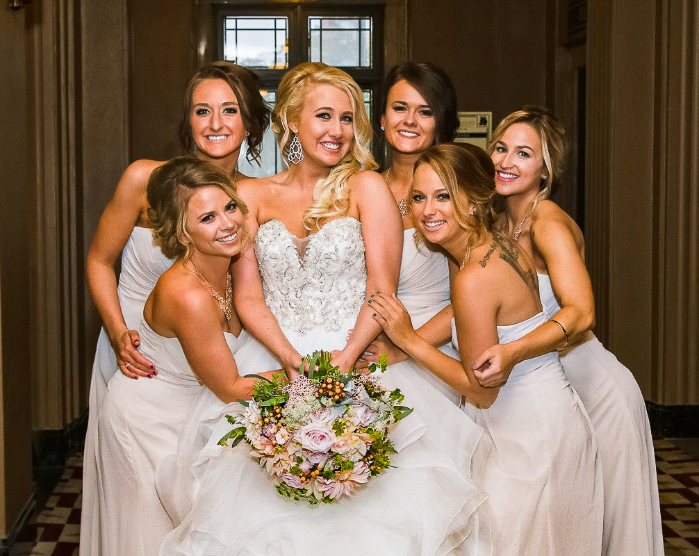 Danica surrounded by her bridesmaids