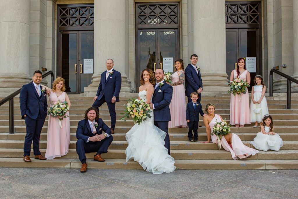 Brianna and Seth with their bridesmaids and groomsmen