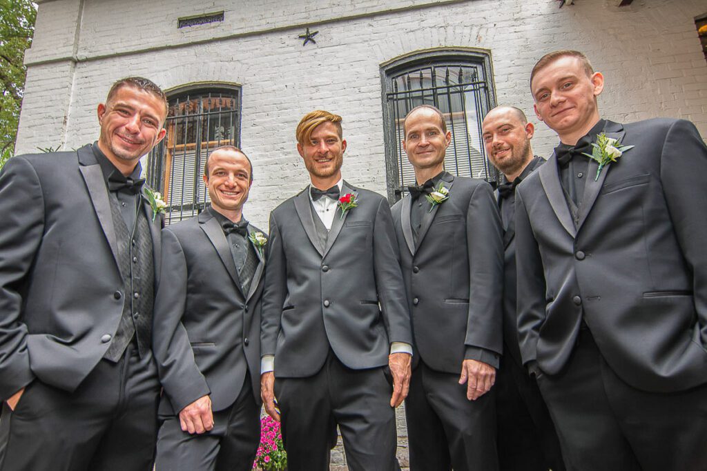 Shaun and his groomsmen in their suits