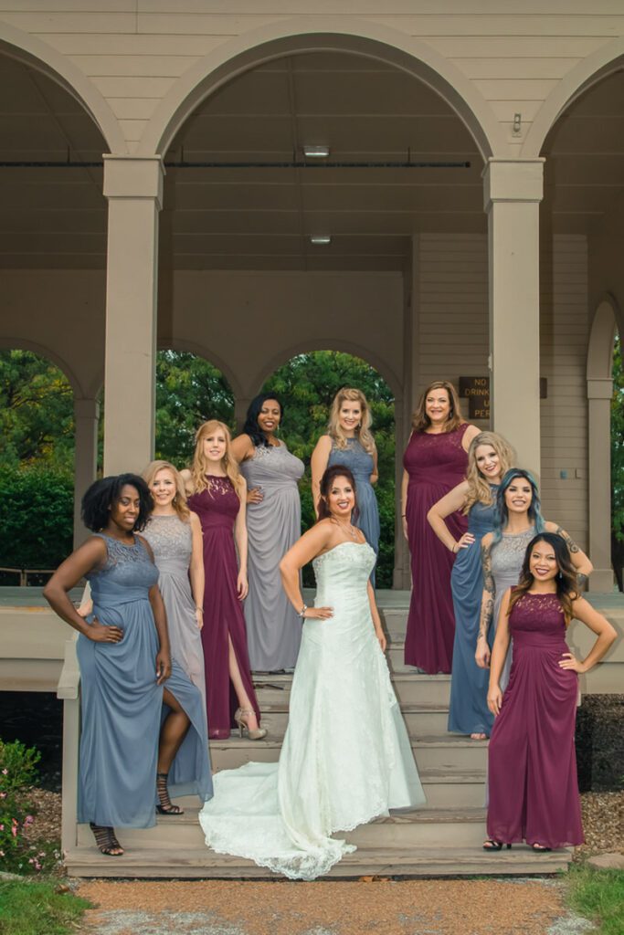 Jessica posing with her bridesmaids