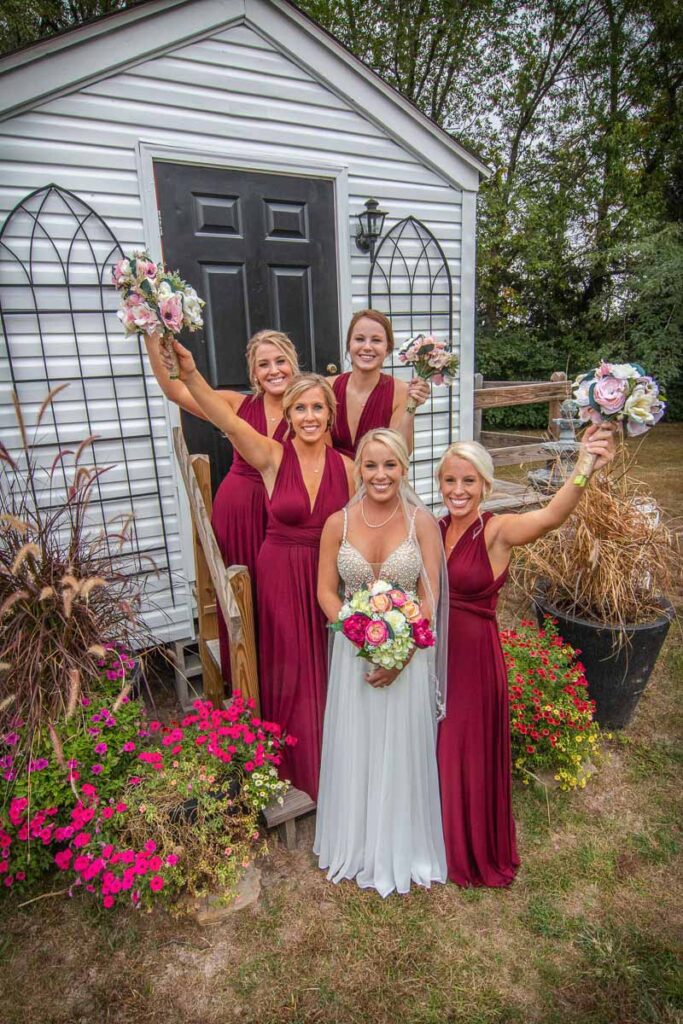 Kelley with her bridesmaids outside