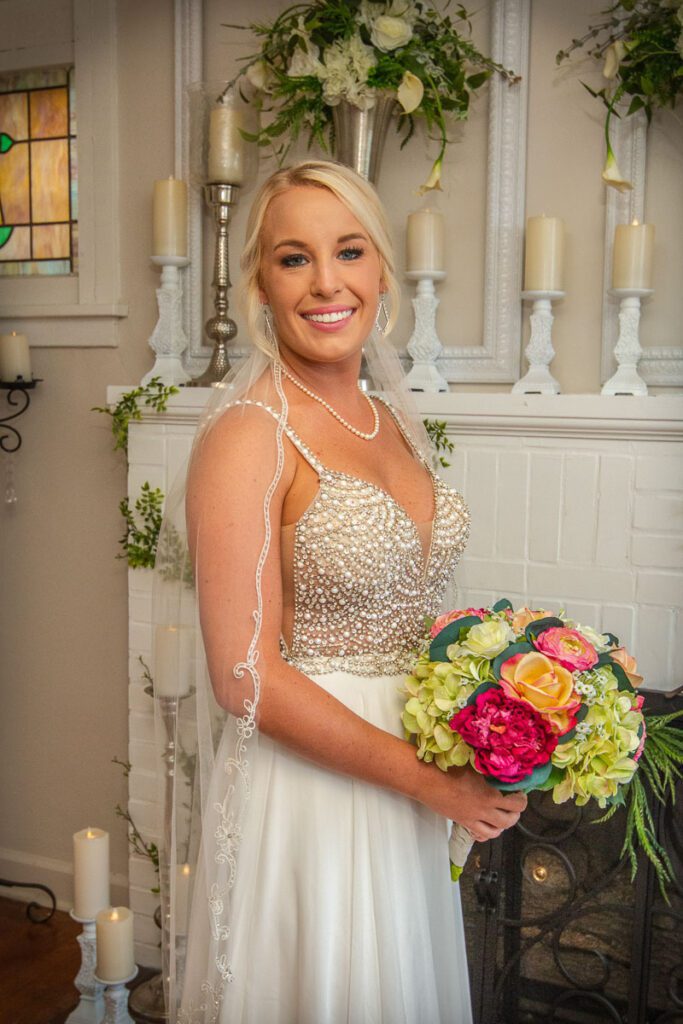Kelley in her wedding dress