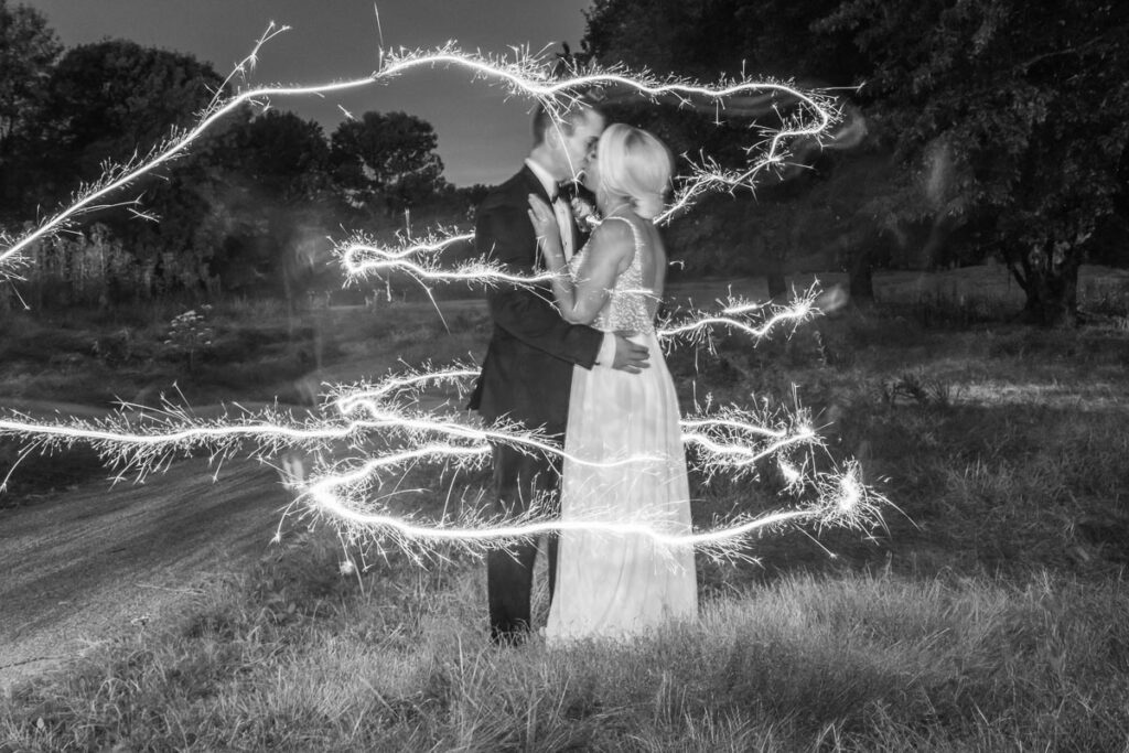 A lighting effect around Kelley and James grayscaled
