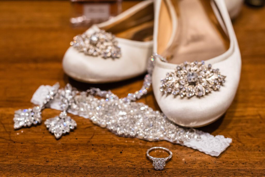 Kristen’s wedding shoes and jewelry