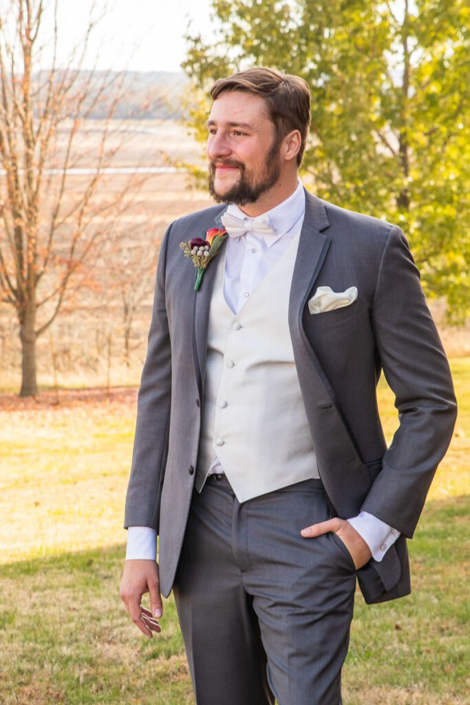 A smiling groom