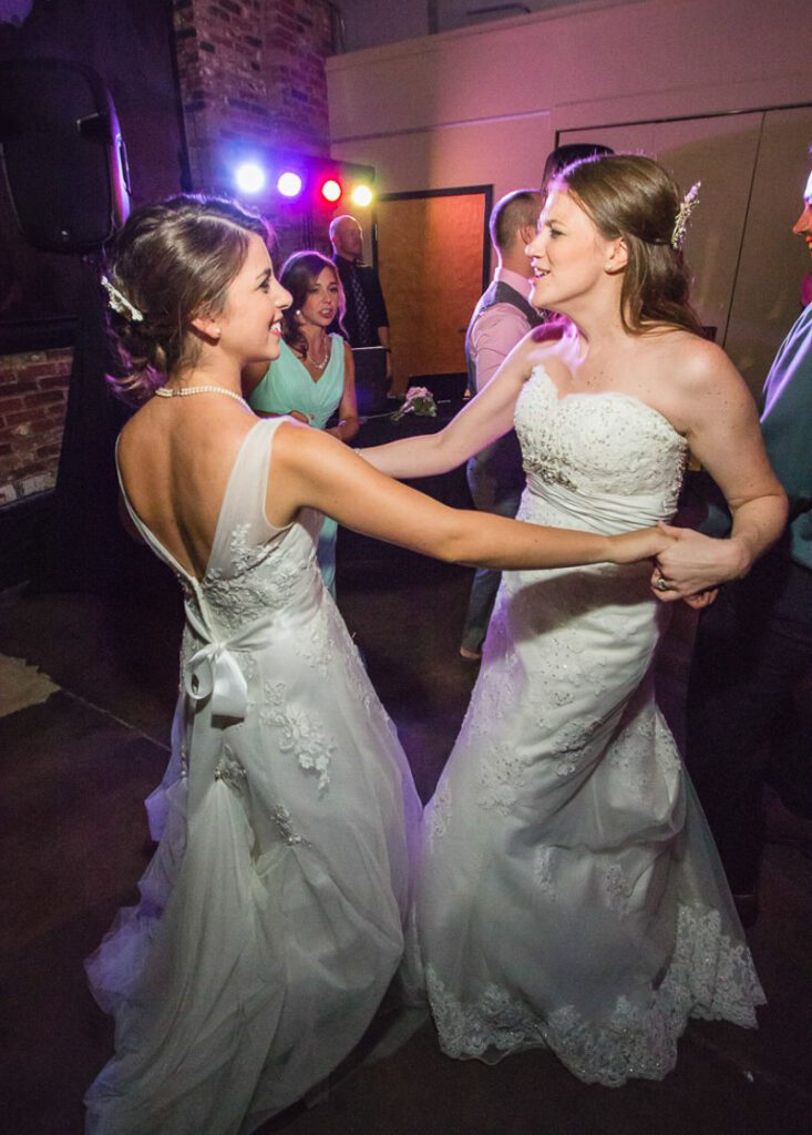 Nicole and Shaina dancing with the other guests