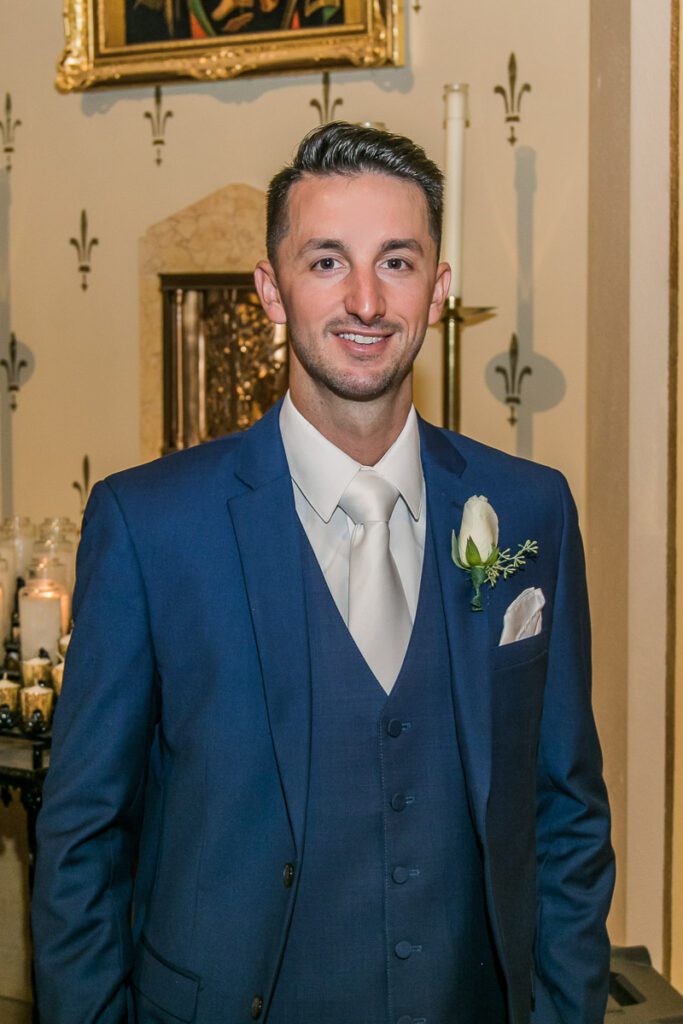 Matt in his blue wedding suit