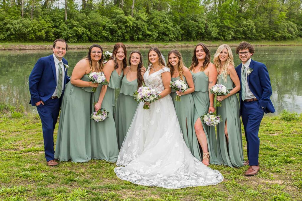 Katie with her bridesmaids and two groomsmen