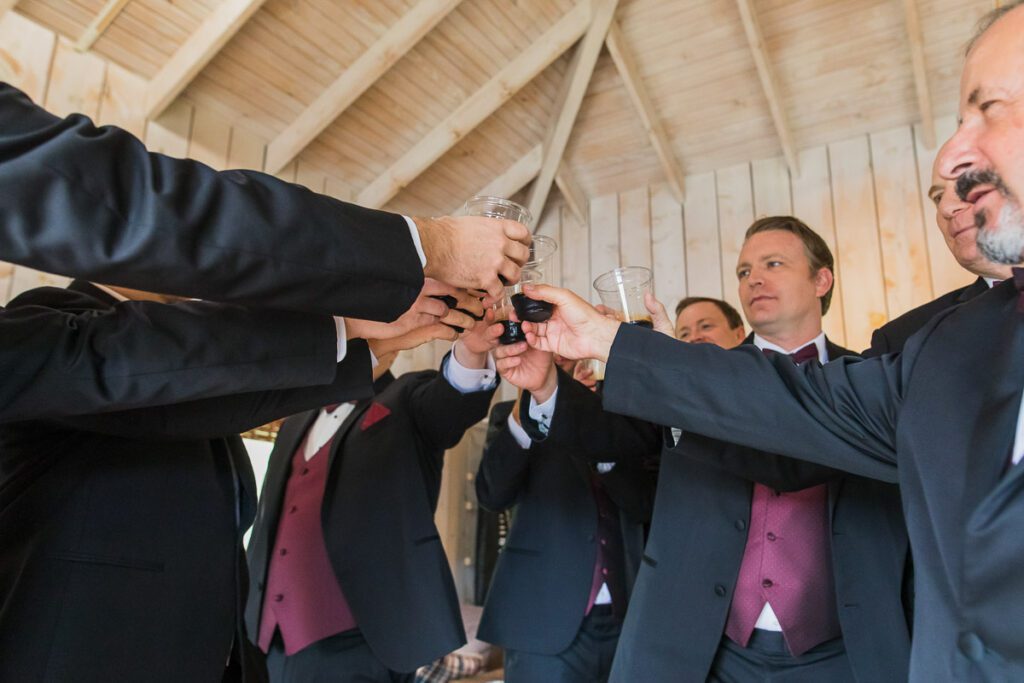 Anthony and his groomsmen gives a toast