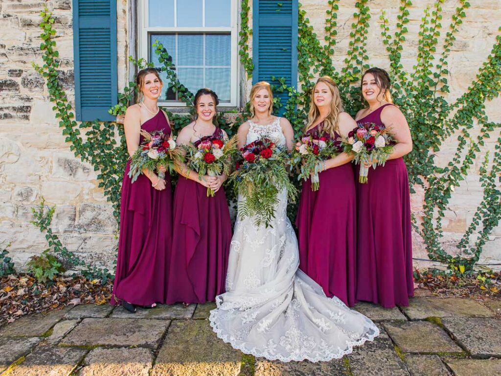 Kim with her four bridesmaids