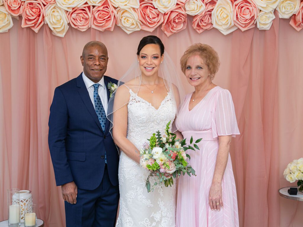 A bride with her parents