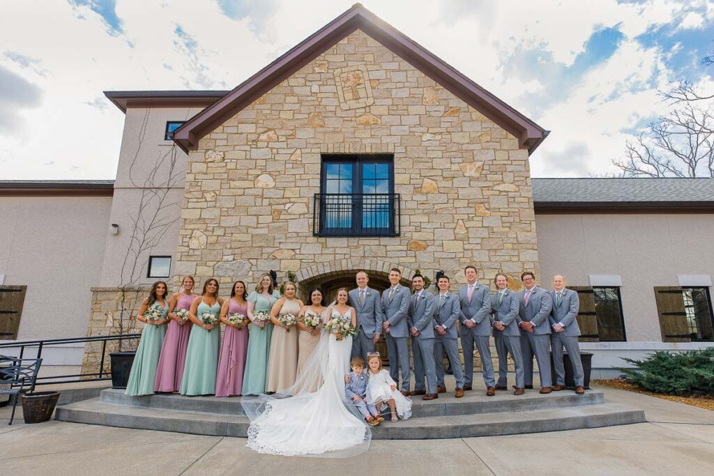 Bride and groom with Bridesmaid and Groomsmen